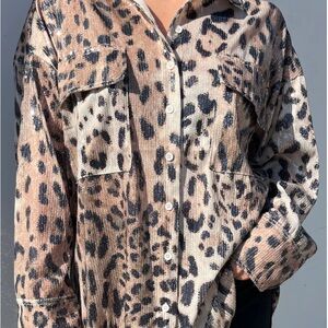 New With Tags Fate Loving The Leopard Sequin Top, Size Medium